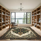 Antique Gold Green Botanical Medallion Rug