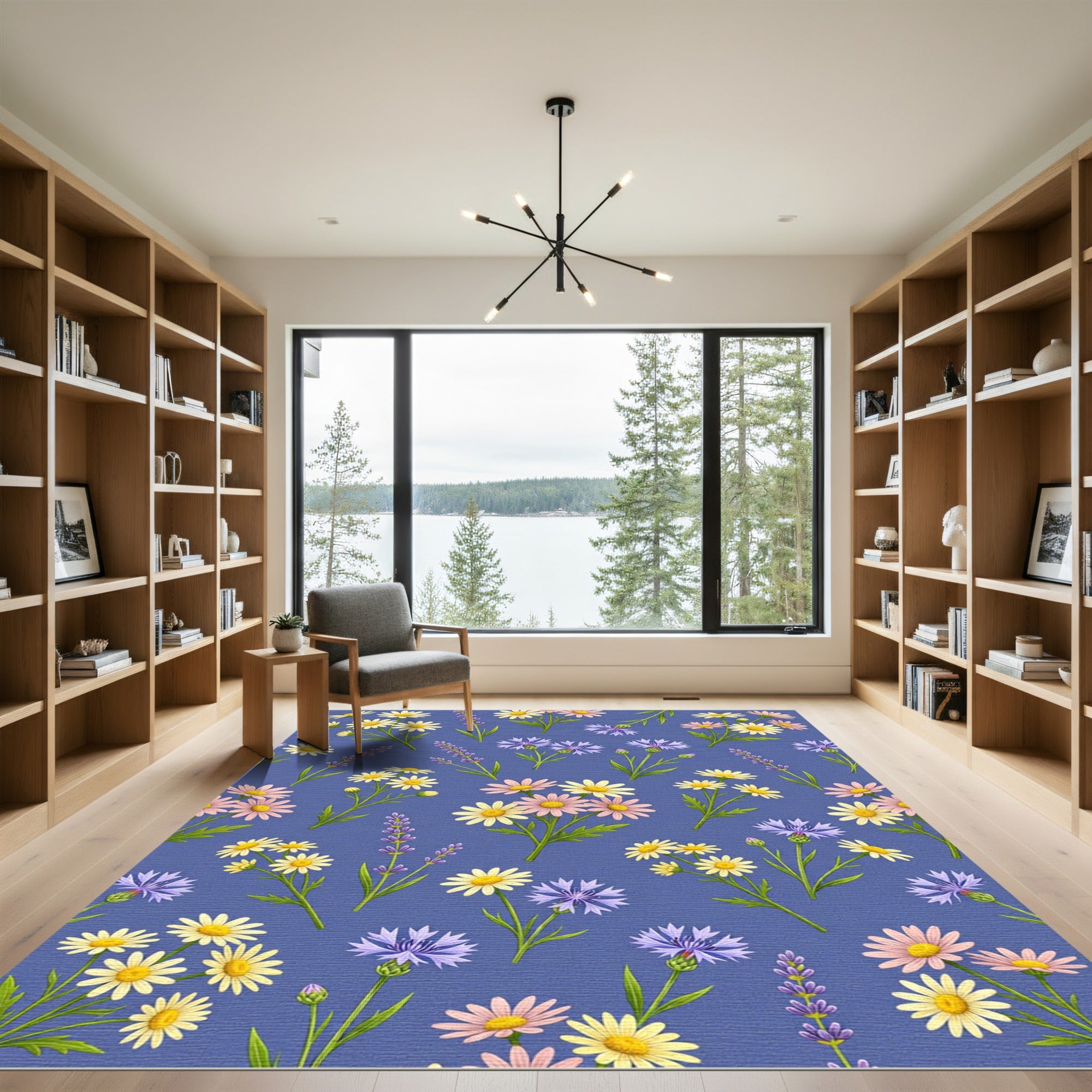 Lavender Cornflower Daisy Meadow Rug