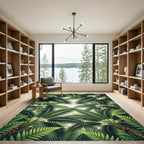 Lush Green Tropical Palm Fronds Rug