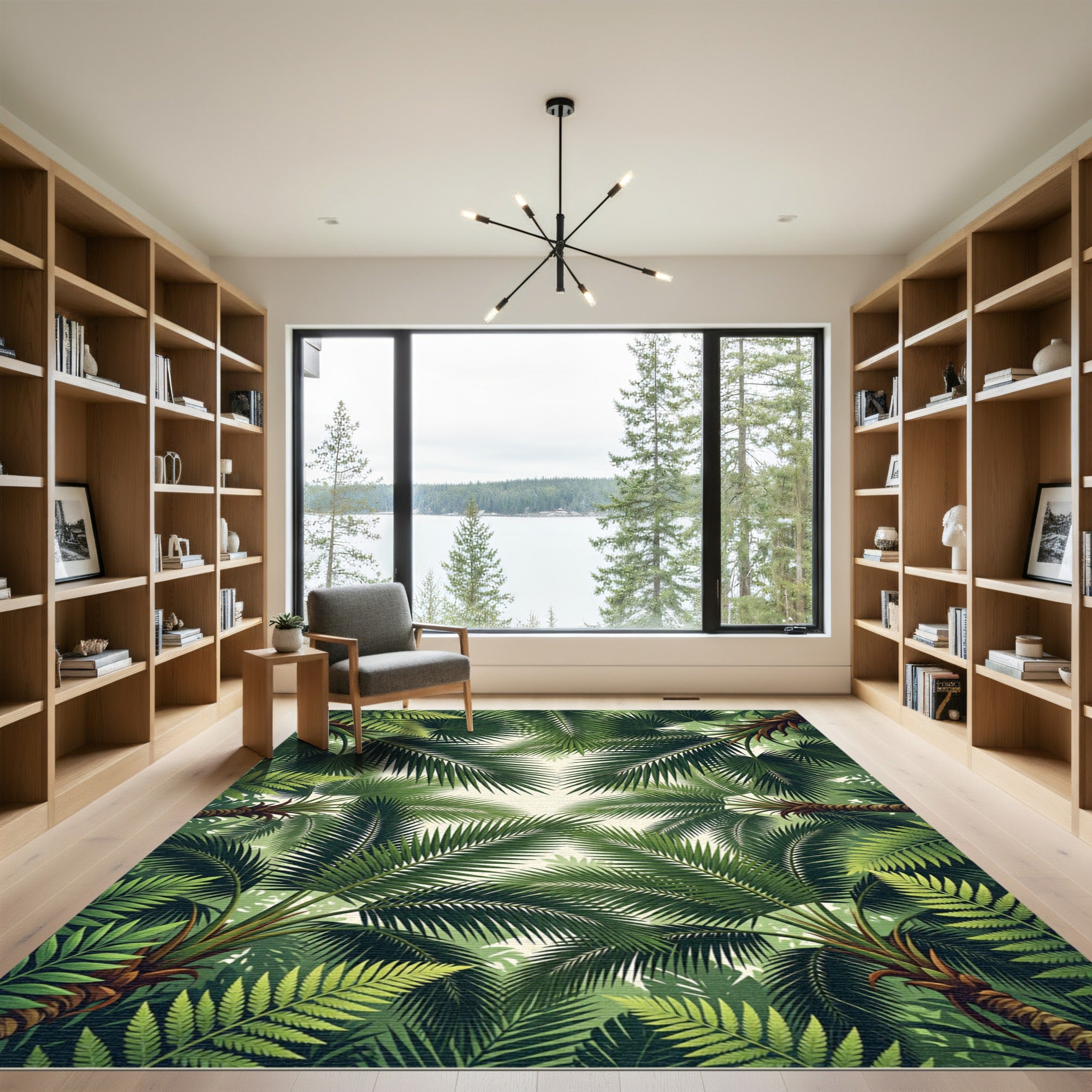 Lush Green Tropical Palm Fronds Rug