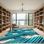 Sharp Teal Jagged Geometric Lines Rug