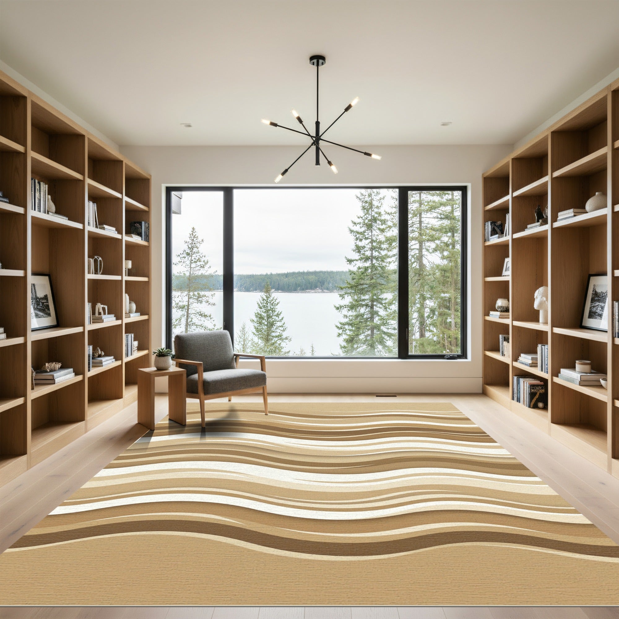 Golden Sand Layered Wave Rug
