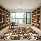 Mid Century Brown Quatrafoil Geometric Rug