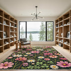 Wildflower Garden Pink Floral Meadow Rug