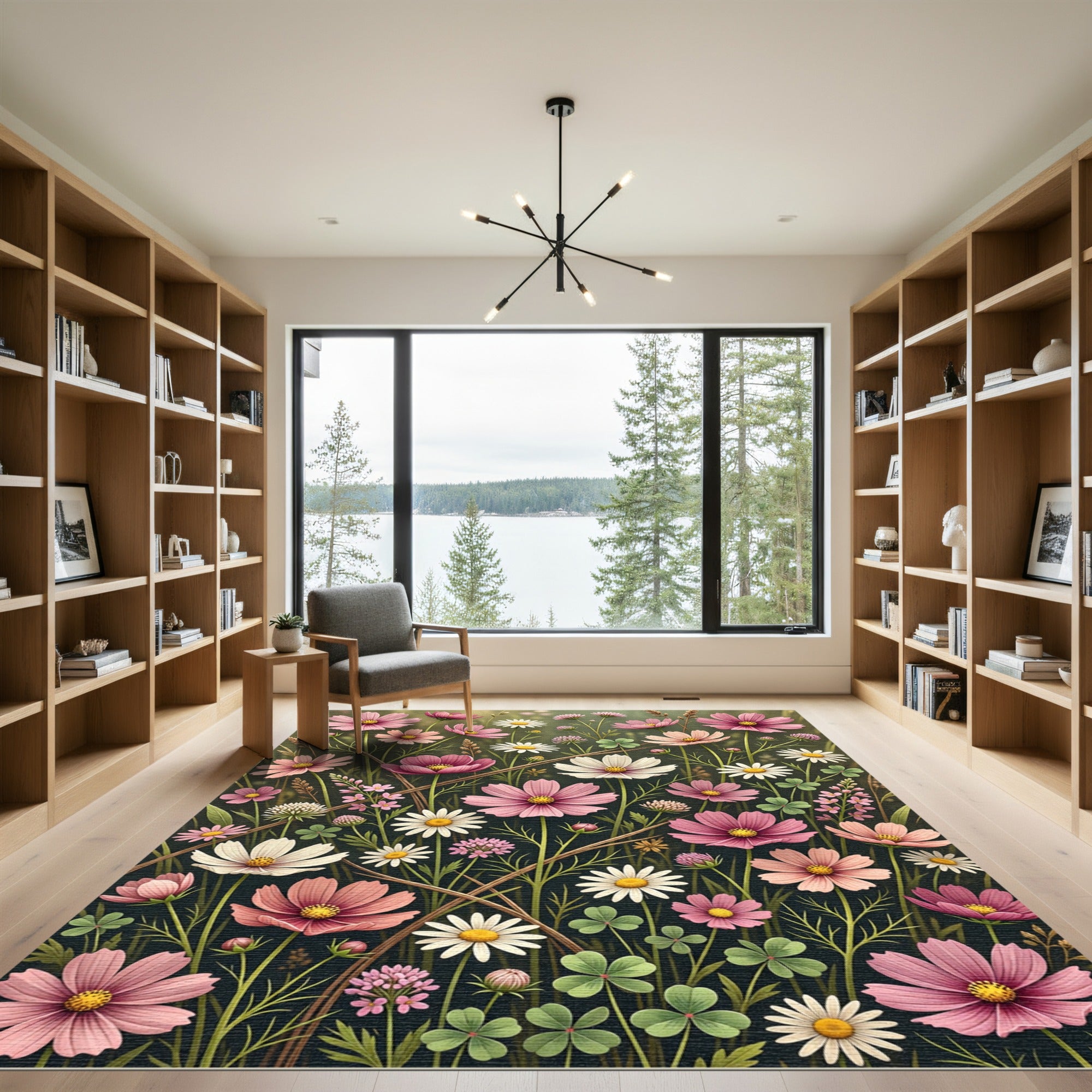 Wildflower Garden Pink Floral Meadow Rug