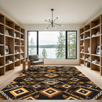 Golden Chain Earthy Tribal Diamond Area Rug