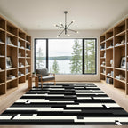 Minimalist Monochrome Abstract Geometric Stripe Rug