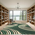Sage Green Swirling Concentric Wave Art Rug