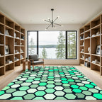 Aqua Green Hexagon Array Rug