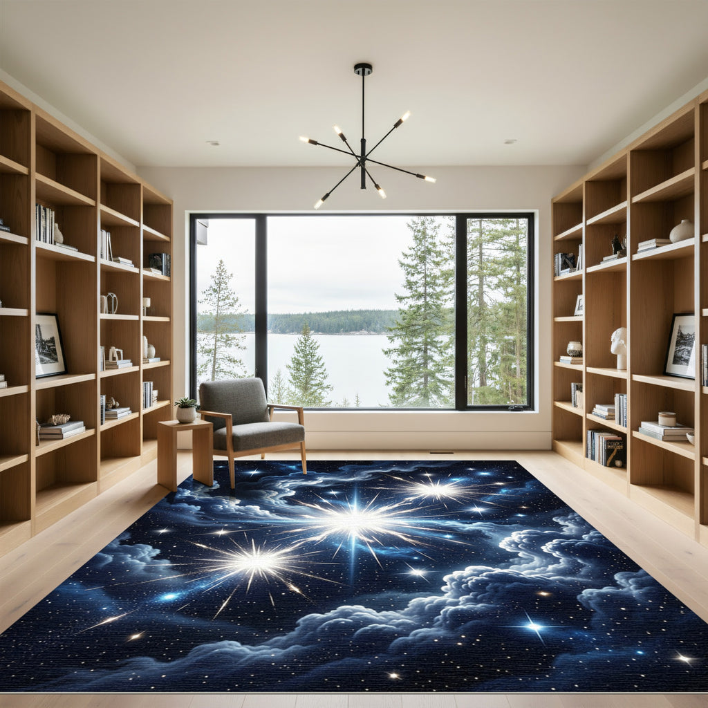 Celestial Midnight Cosmic Starry Sky Rug