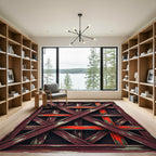 Distressed Red Crosshatch Geometric Rug
