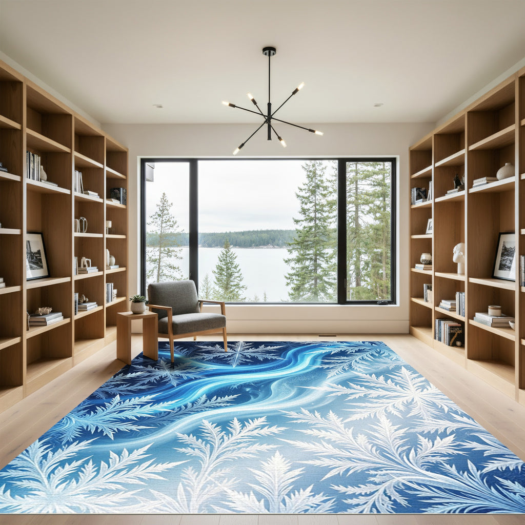 Arctic Winter Snowflake Swirl Rug