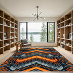 Bold Amber Charcoal Geometric Chevron Rug