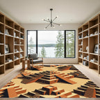 Isometric Terracotta Sand Ziggurat Staircase Rug