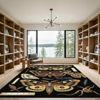 Gothic Skull Moth Entomological Black Rug