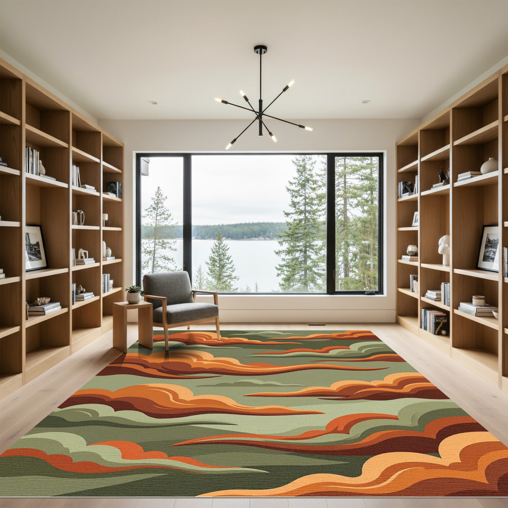 Earthy Orange Cumulus Swirl Rug