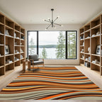 Earthy Amber Wavy Striped Rug