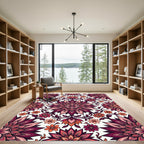 Crimson Orchid Floral Mandala Rug