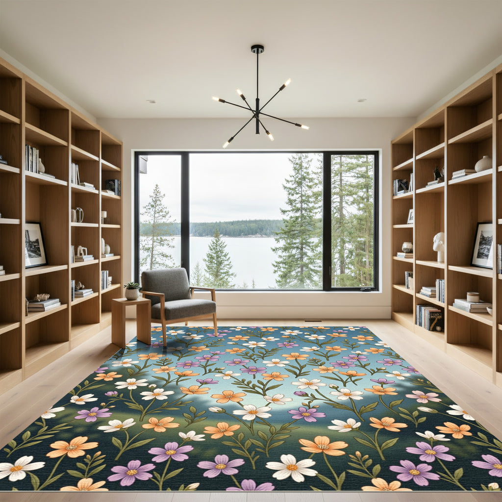 Garden Bloom Watercolor Floral Rug