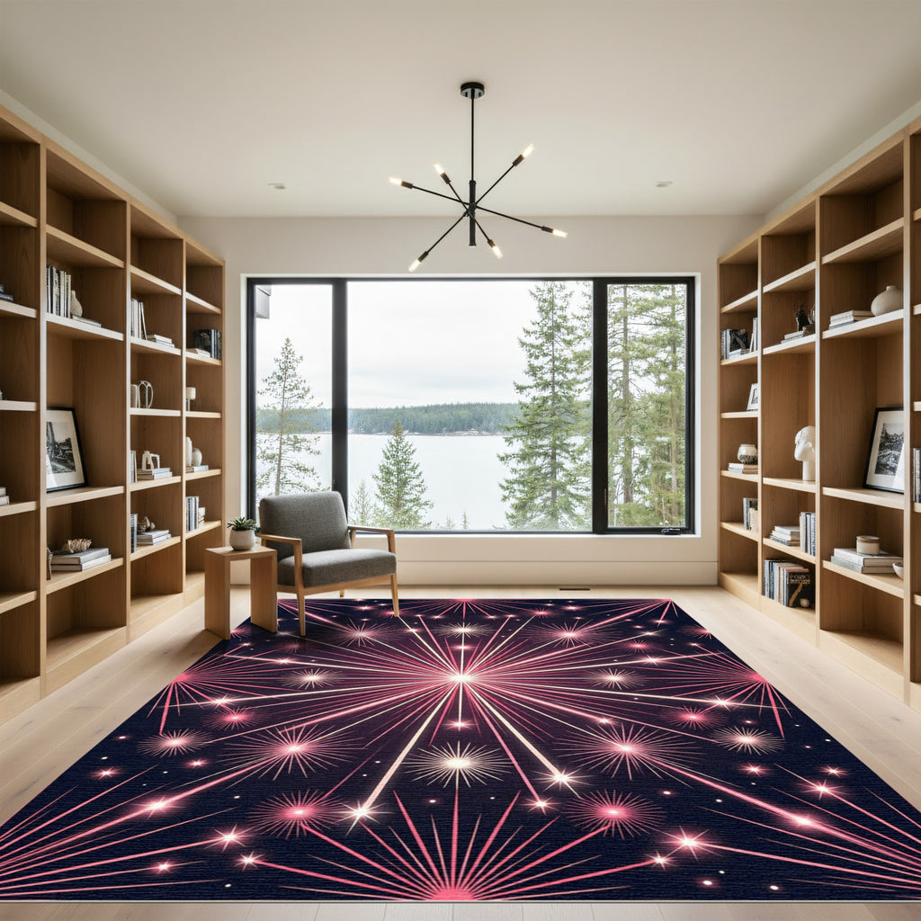 Radiant Pink Burst Starburst Rug