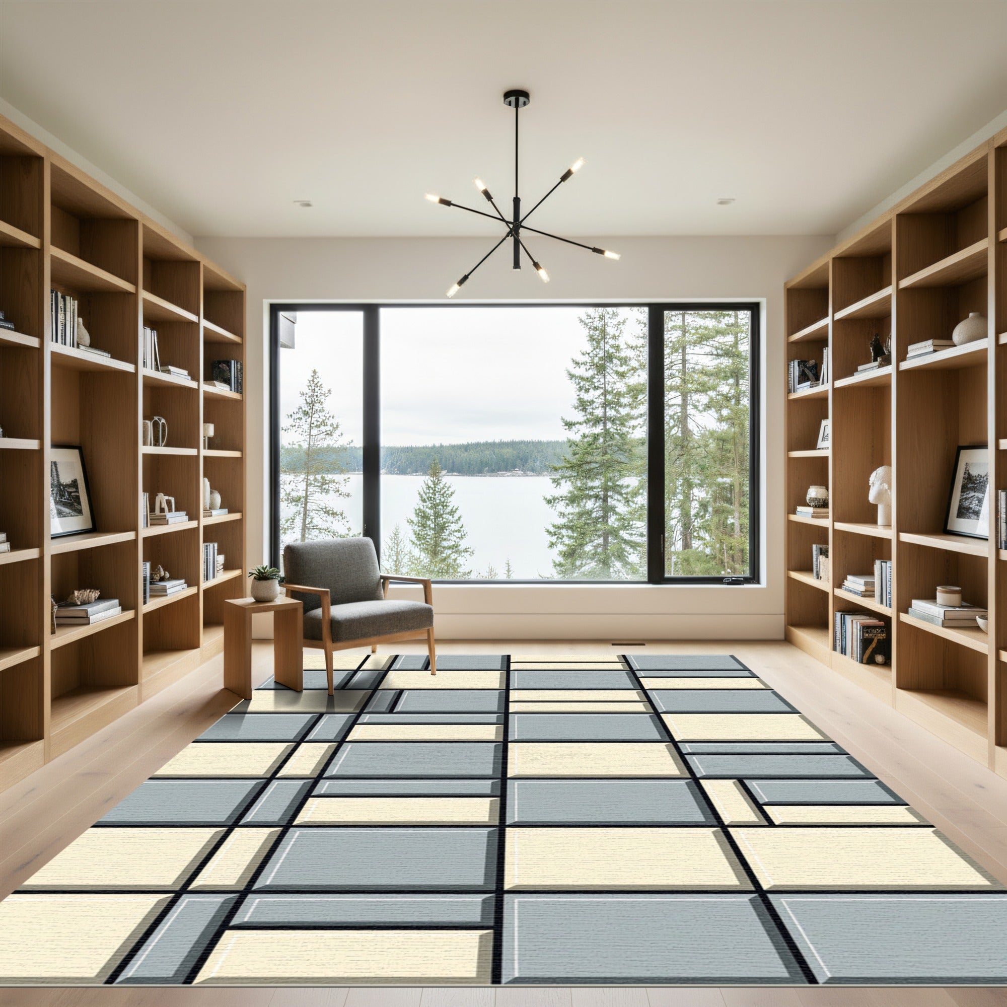 Modern Rectangular Blocks Composition Rug