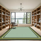 Green Forest Geometric Border Rug