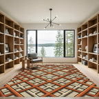 Terracotta Lattice Interlocking Squares Rug
