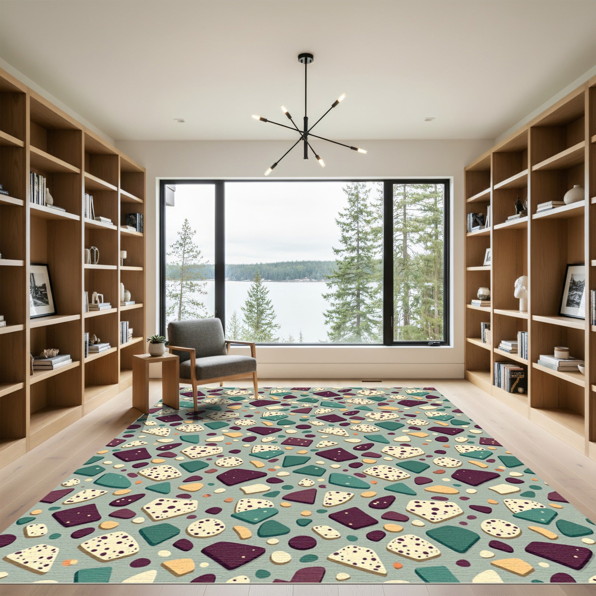 Mid Century Modern Terrazzo Speckled Tile Rug