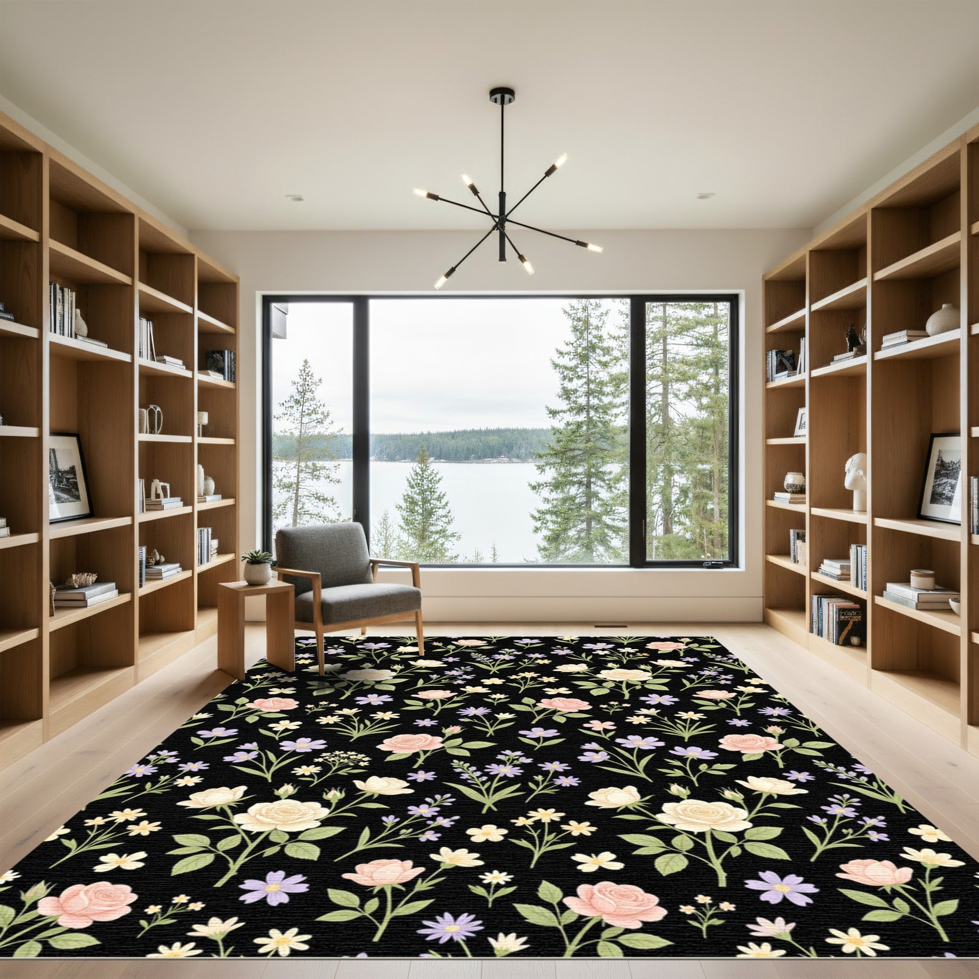 Delicate Pastel Roses Floral Bouquet Rug