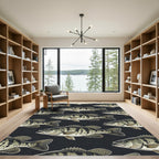Large Scale Black Bass Fish School Rug