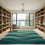 Deep Teal Fluid Stripe Rug