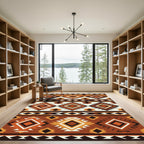 Earth Tone Geometric Aztec Diamond Rug