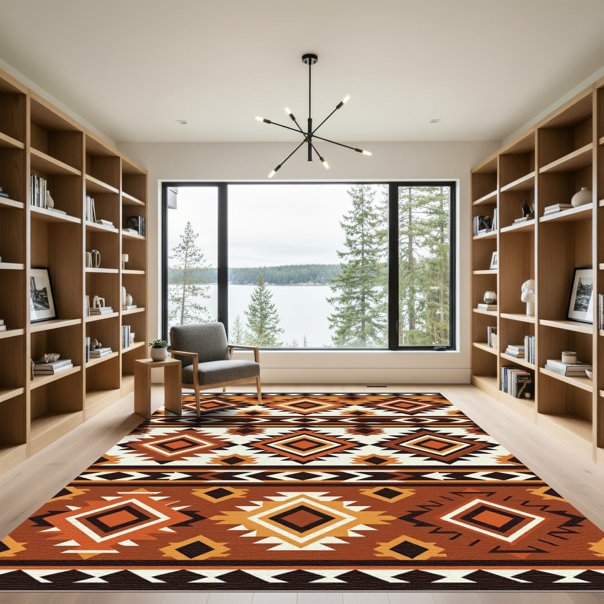 Earth Tone Geometric Aztec Diamond Rug