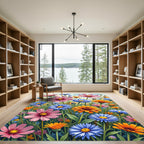 Vibrant Wildflower Meadow Botanical Garden Rug