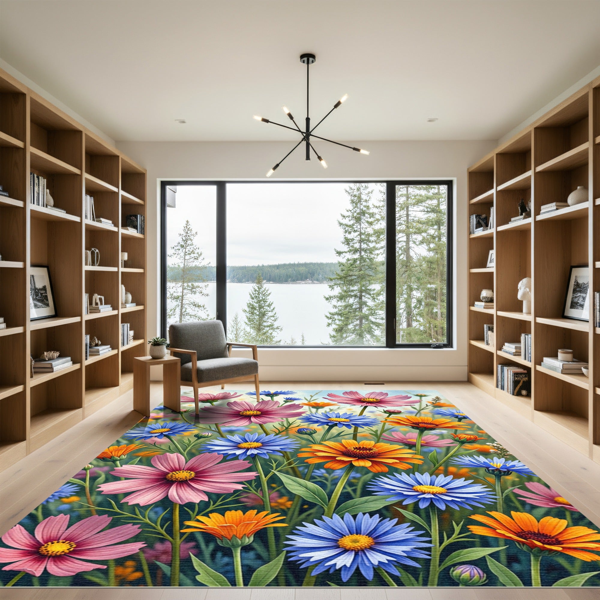 Vibrant Wildflower Meadow Botanical Garden Rug