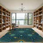 Muted Teal Orange Starburst Radiance Rug