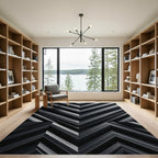 Monochromatic Grey Angular Chevron Geometric Rug