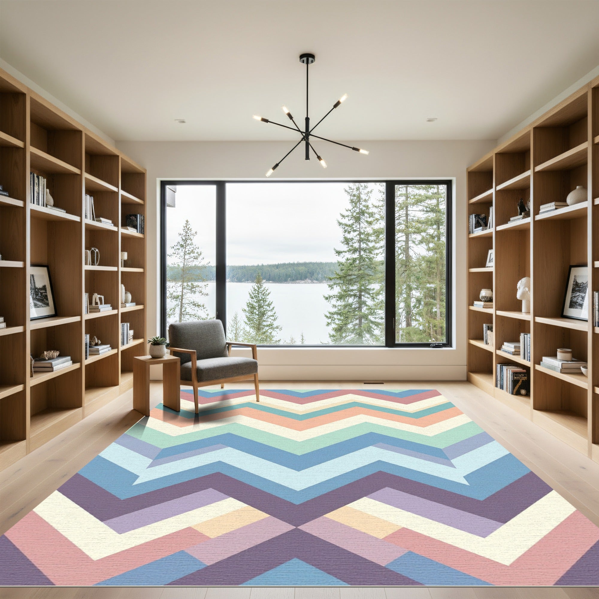 Multicolored Chevron Geometric Pastel Rug