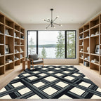 Dark Gray Lattice Diamond Weave Rug