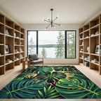 Lush Tropical Monstera Palm Leaves Rug