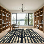 Dark Gray Timber Frame Abstract Rug