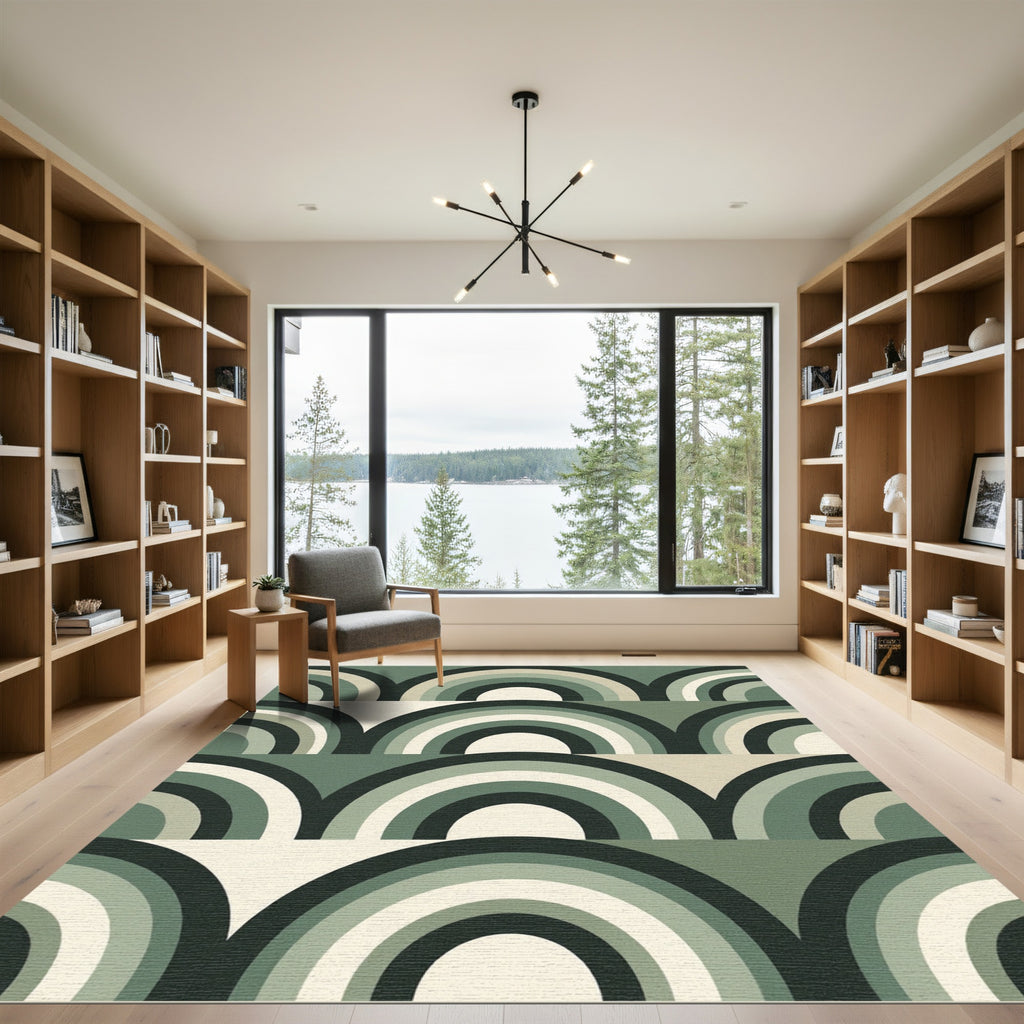 Sage Retro Mid Century Arch Backdrop Rug