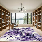 Ethereal Purple Watercolor Floral Cloud Rug