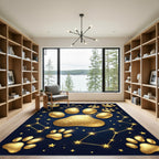 Golden Celestial Animal Paw Constellation Rug