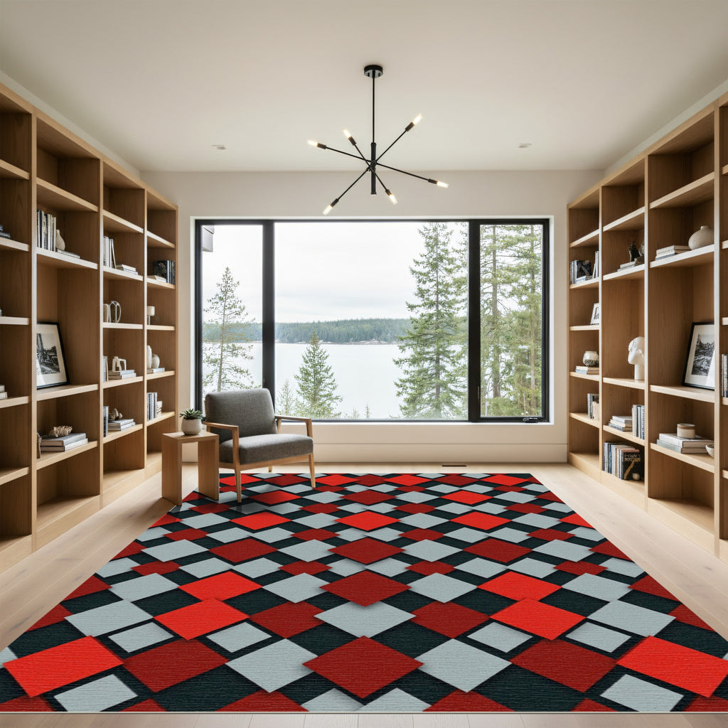 Three Tone Diamond Interlock Rug