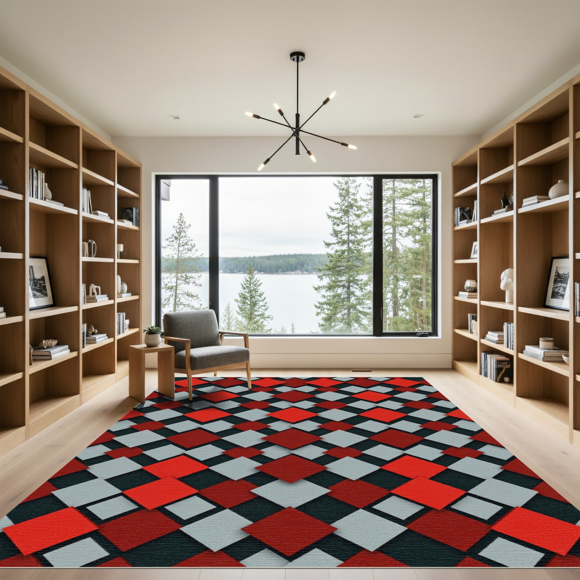 Three Tone Diamond Interlock Rug