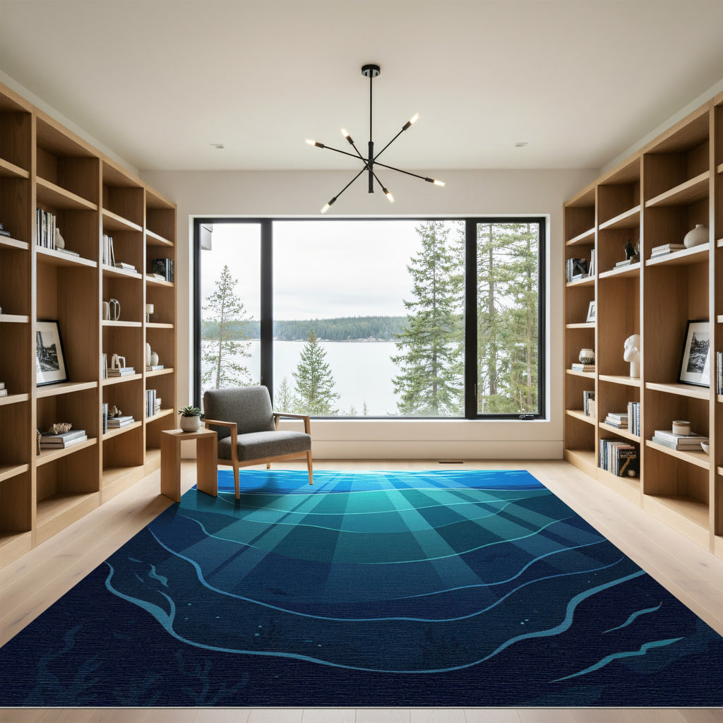 Deep Ocean Sunlight Waves Rug