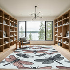 Ethereal Dusty Pink Dragonfly Garden Rug