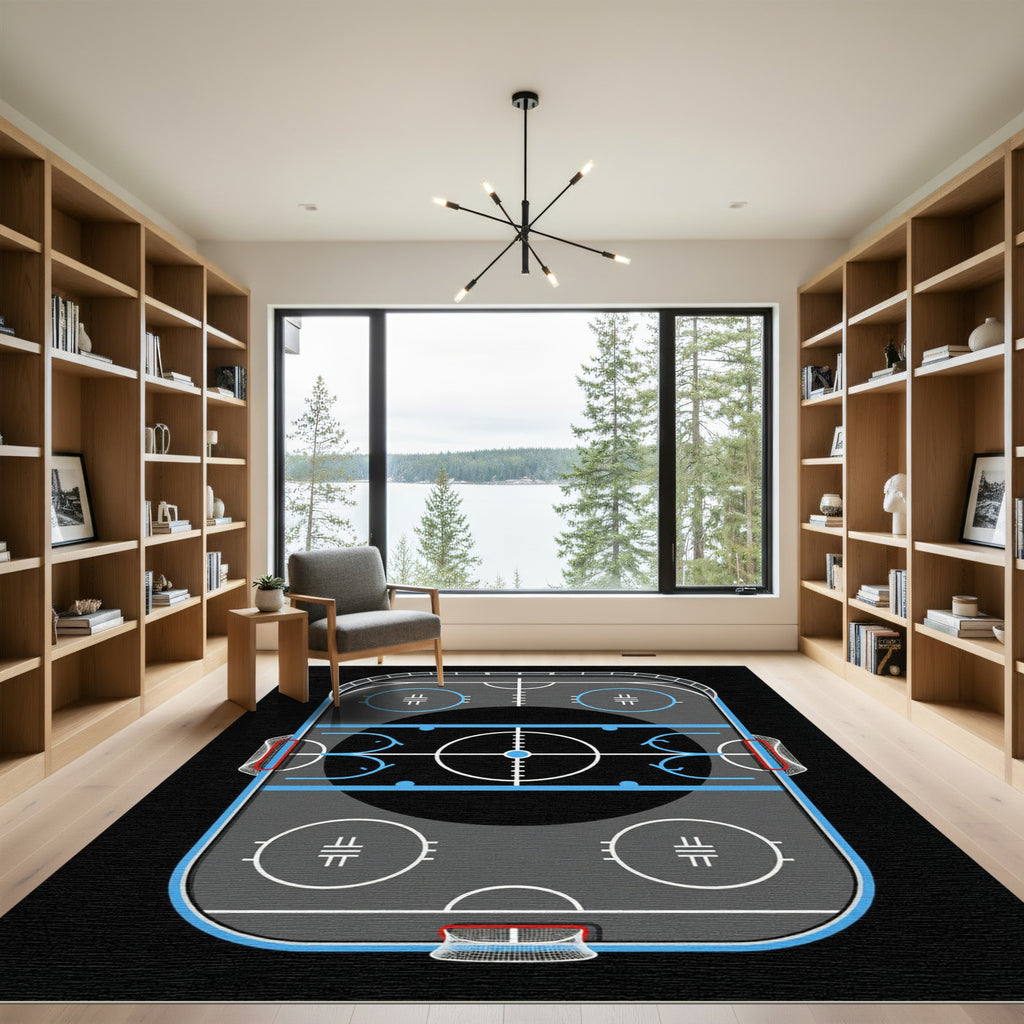Modern Ice Hockey Rink Graphic Rug