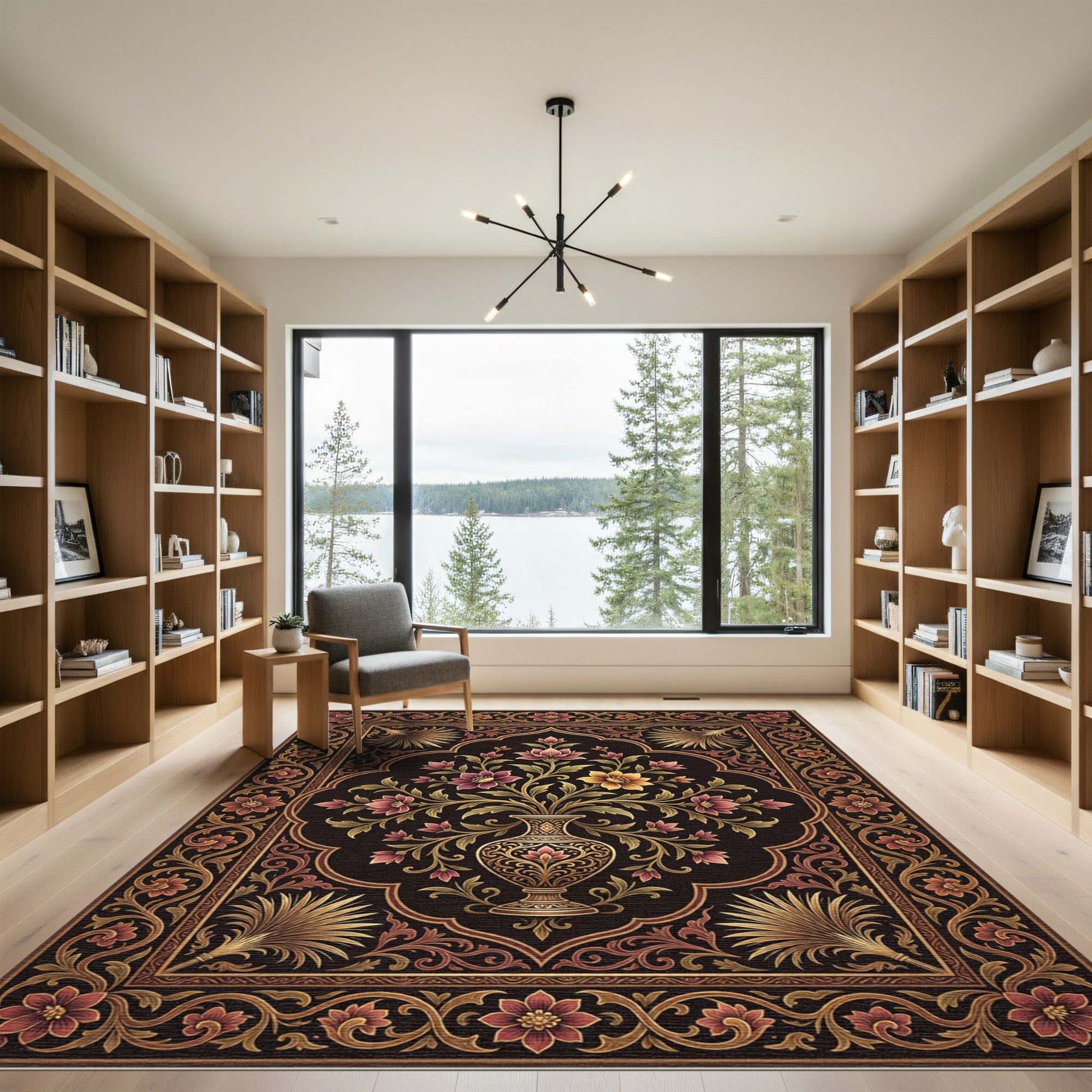 Ornate Gold Floral Empress Medallion Rug